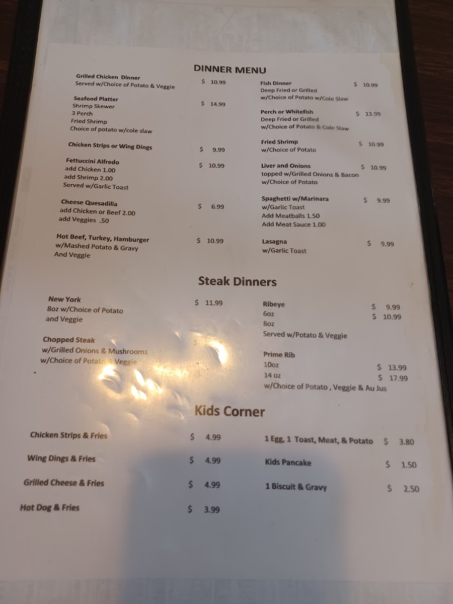 Nikki's Family Restaurant menu board