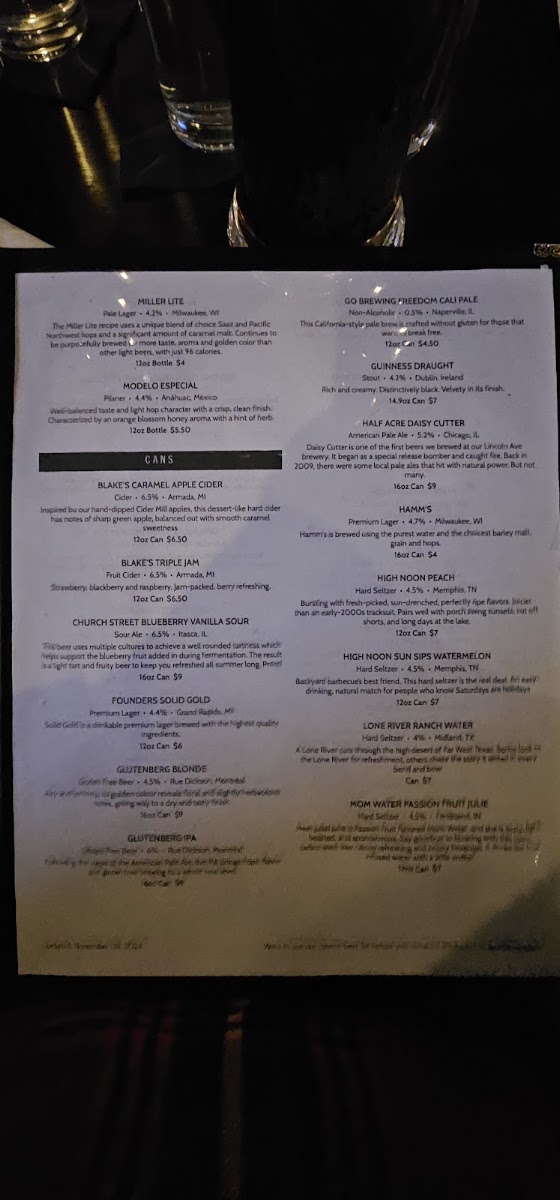 Burnt Barrel Social - Sugar Grove menu board