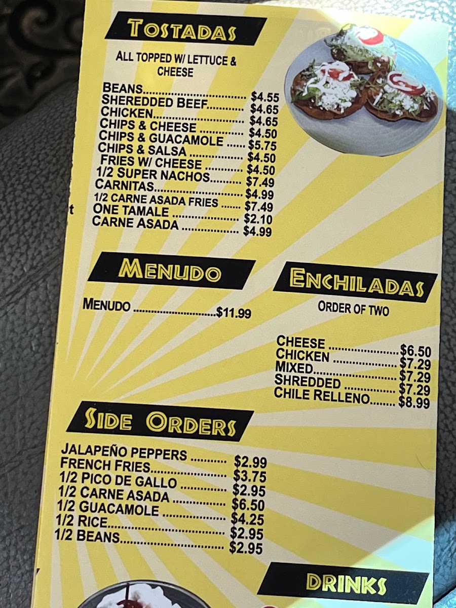 Los Aribertos Mexican Food menu board