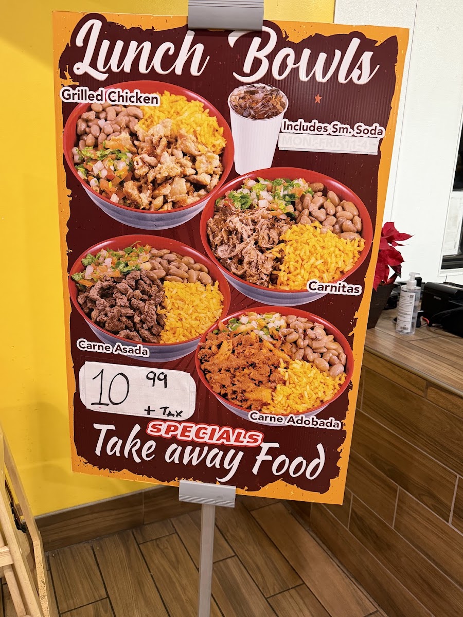 Los Aribertos Mexican Food menu board
