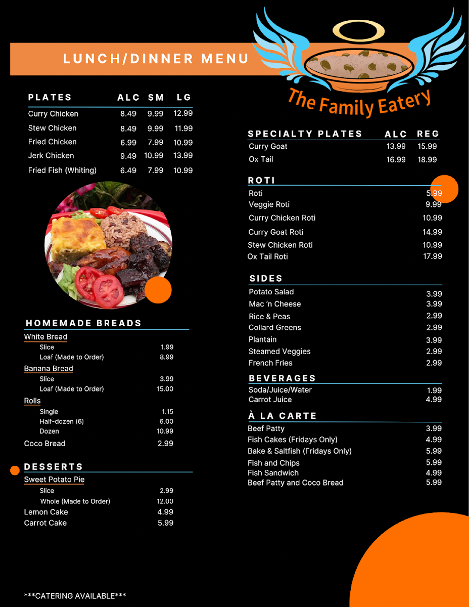 The Family Eatery menu board