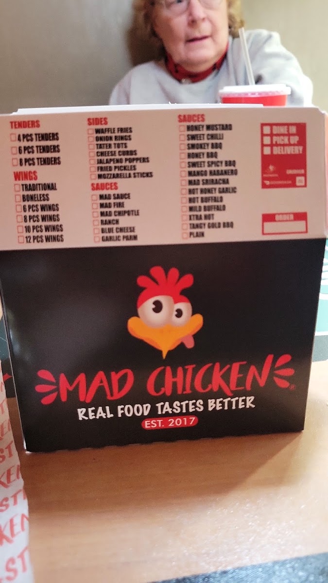 Mad Chicken menu board