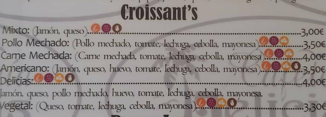 Cafeteria DELICIAS menu board