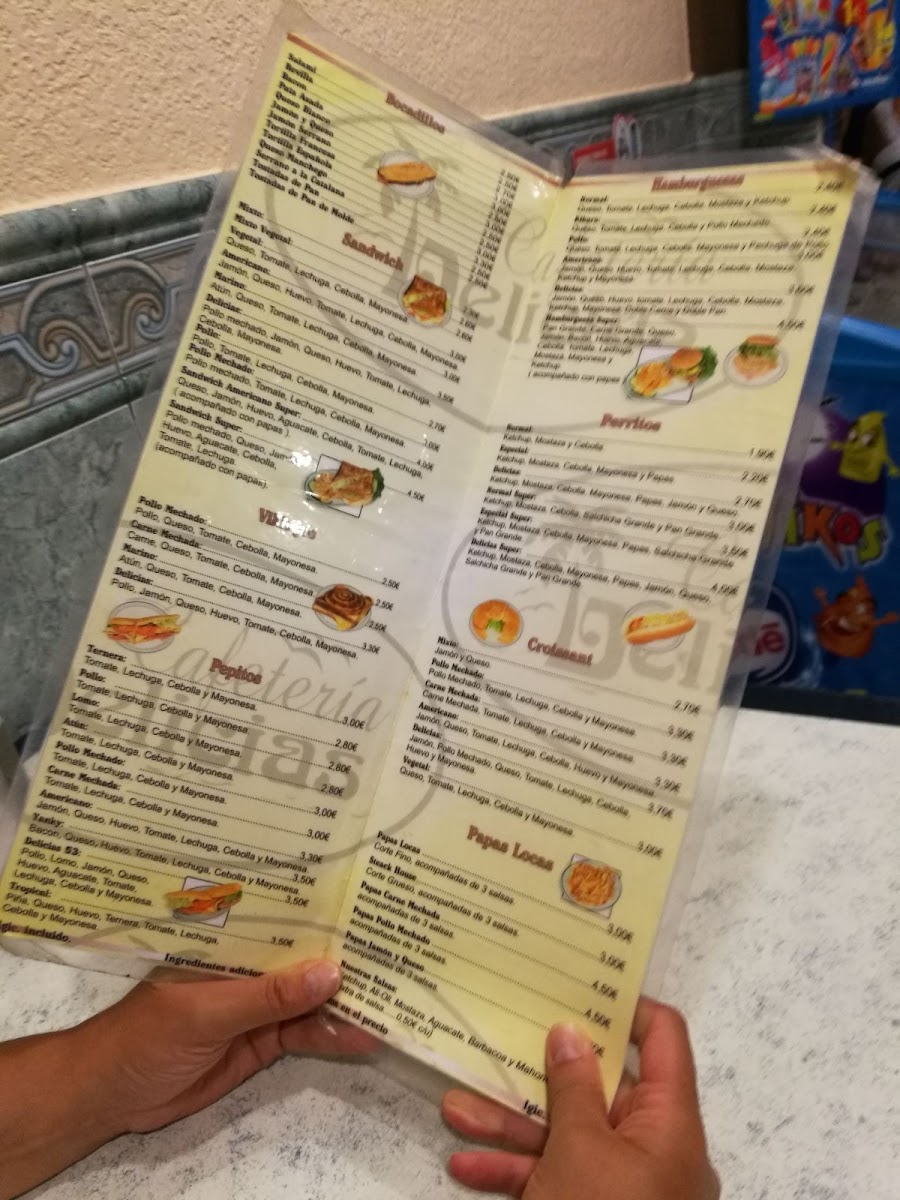 Cafeteria DELICIAS menu board