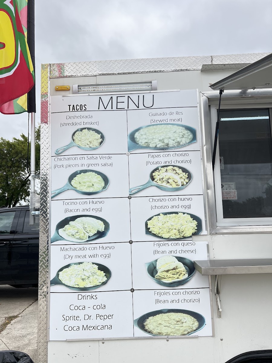 Tacos Mañaneros menu board
