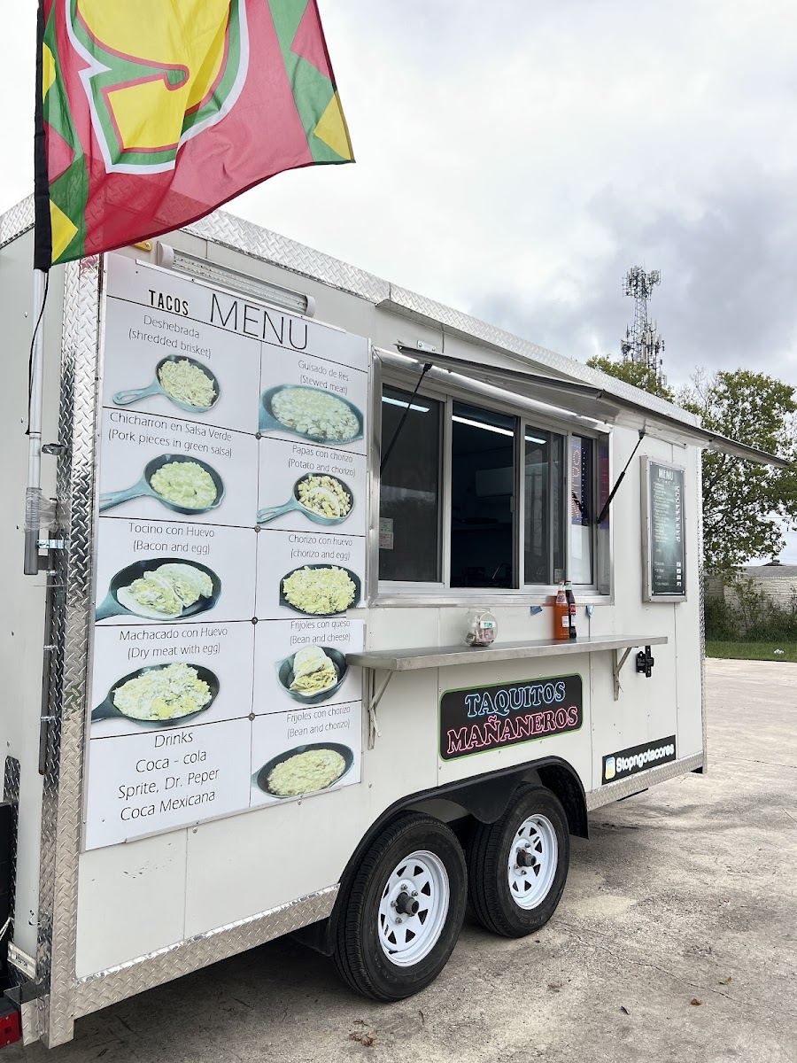 Tacos Mañaneros menu board