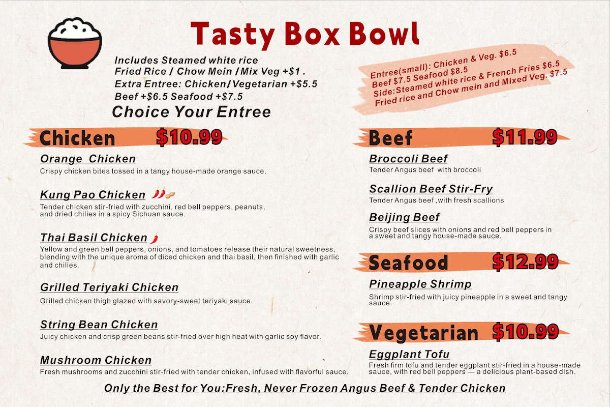 Tasty Box menu board