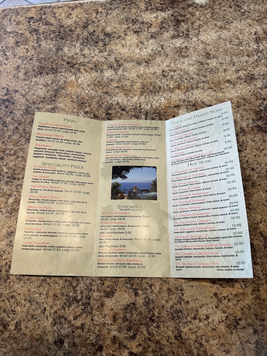 Vincenzo’s Pizza menu board