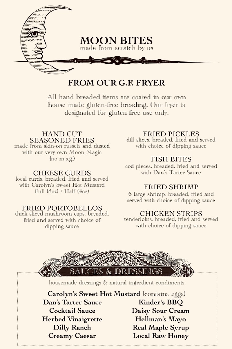 Humble Moon Folkstead and Saloon menu board