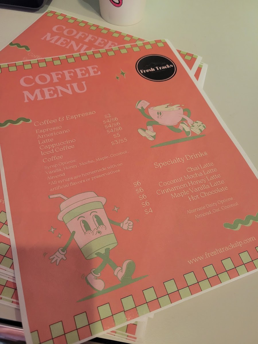 Fresh Tracks menu board