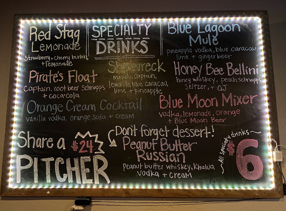 Piranha Club menu board