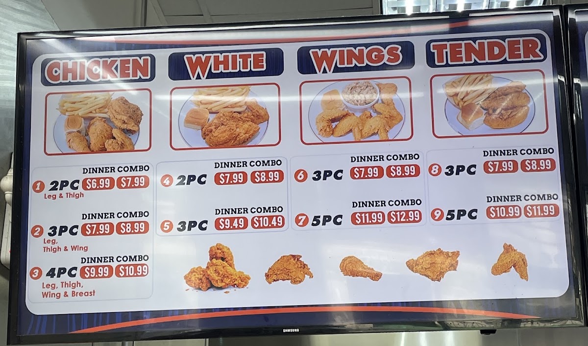 Louisiana Fried Chicken & Seafood (Richmond, Texas) menu board