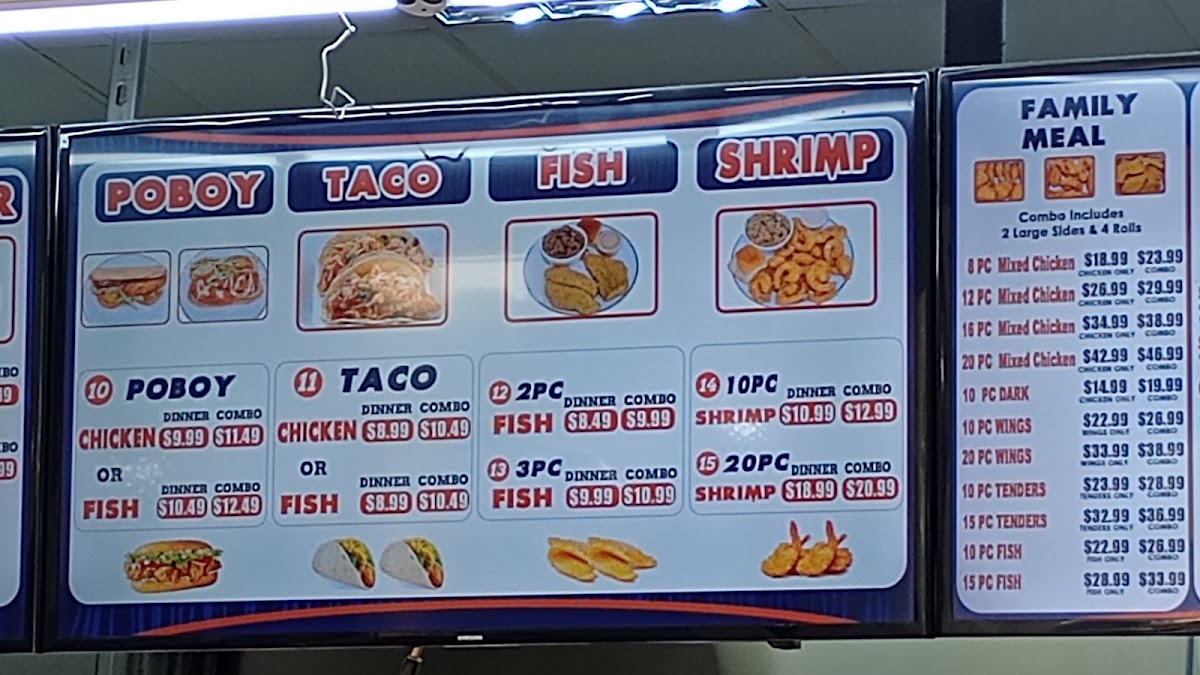 Louisiana Fried Chicken & Seafood (Richmond, Texas) menu board