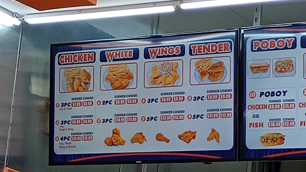 Louisiana Fried Chicken & Seafood (Richmond, Texas) menu board