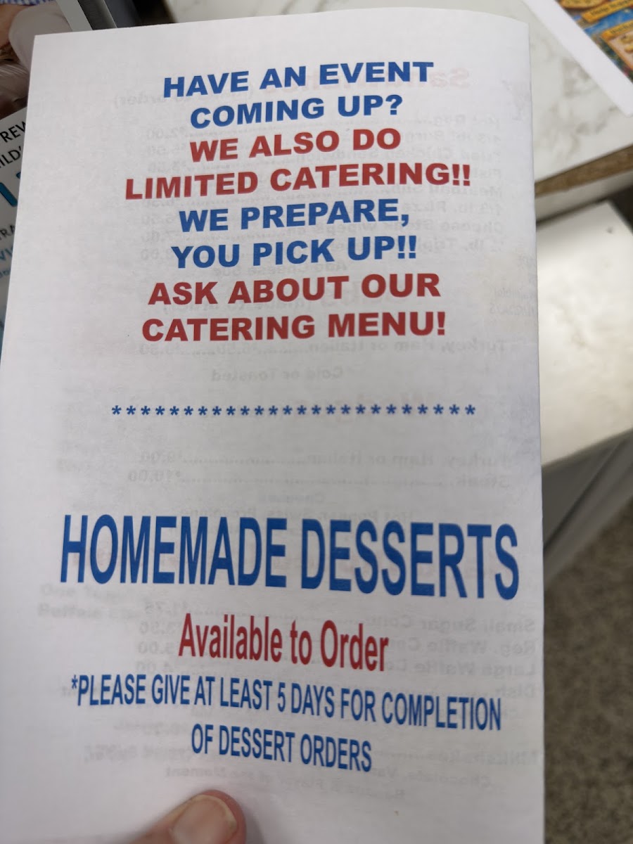 G-ma's Take Out Home Cooking menu board