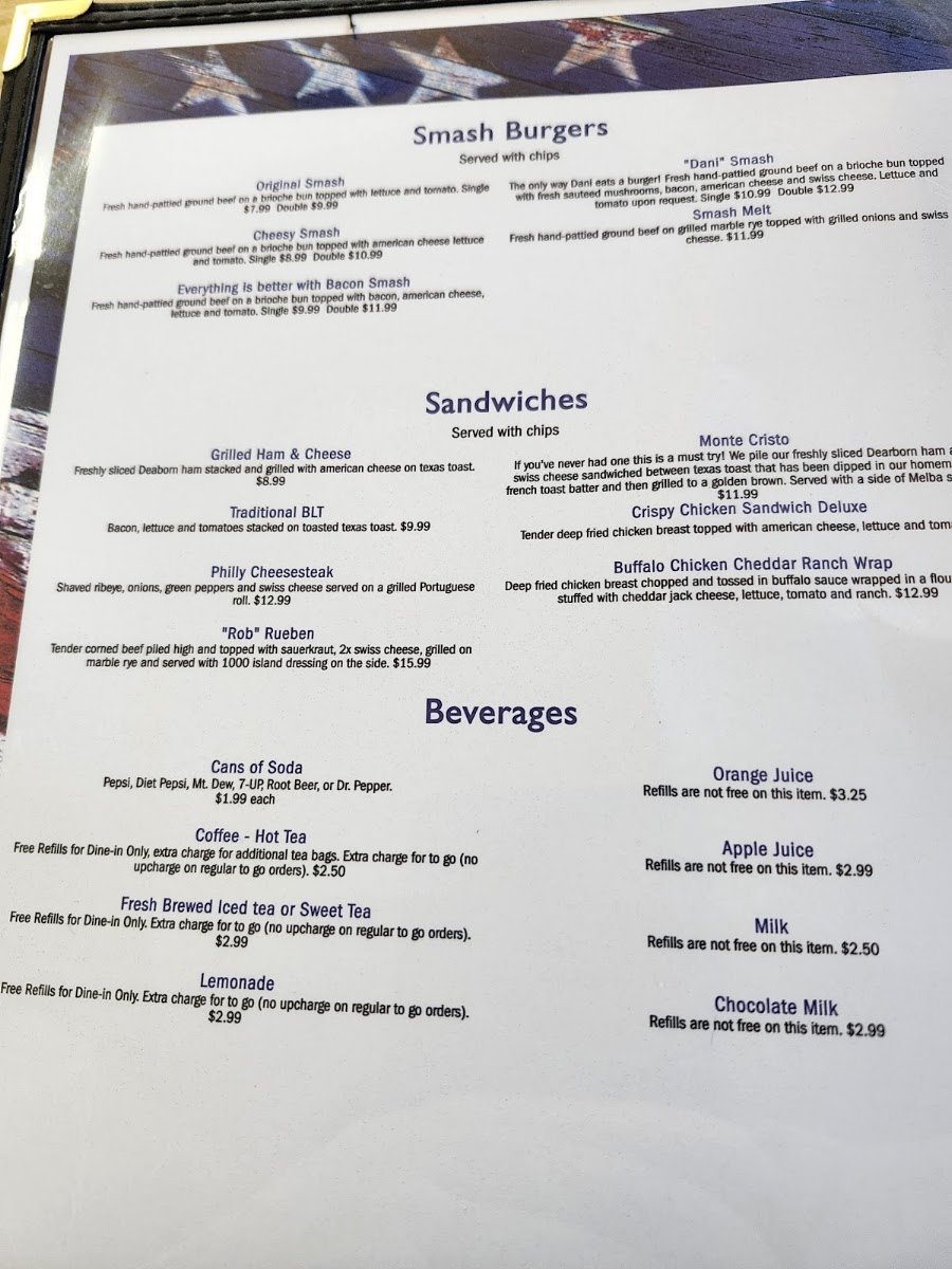 Blue Collar Diner menu board