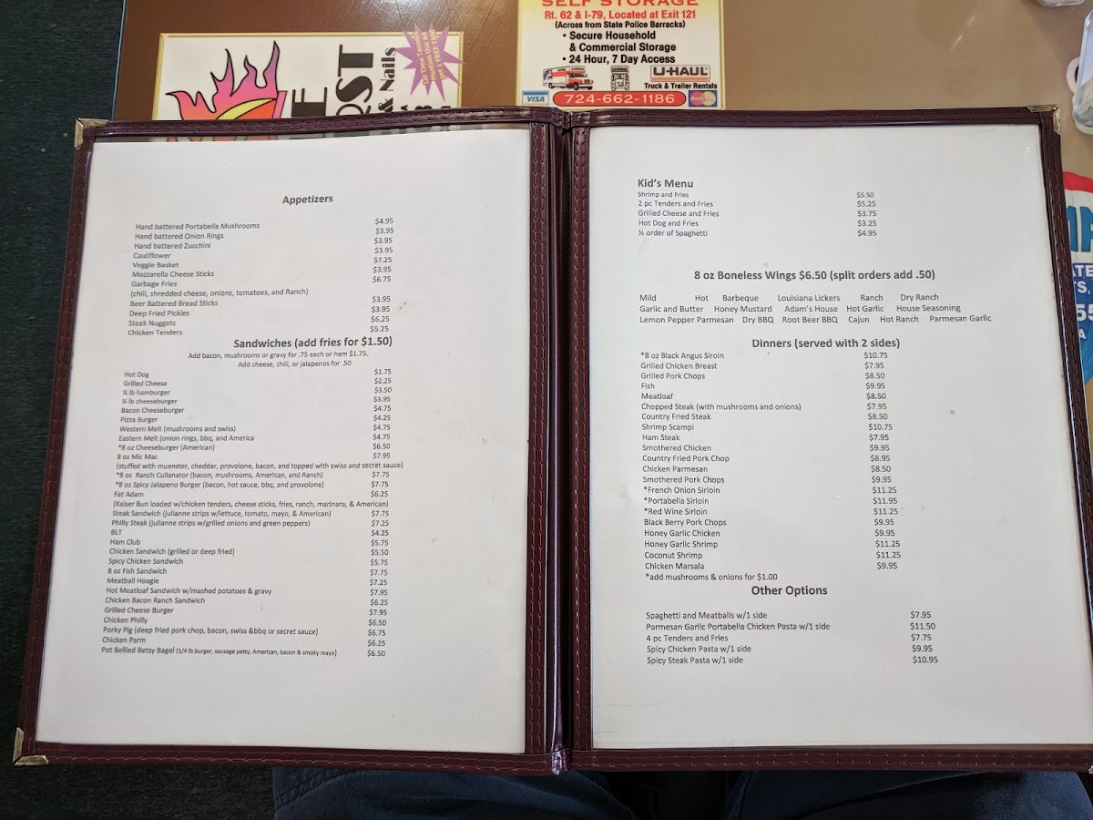 McCullough's Kitchen Table menu board