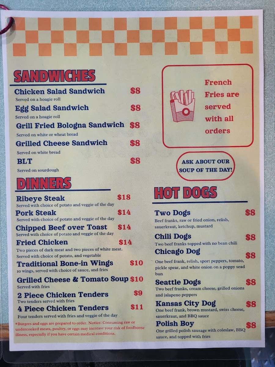 THE SPOT menu board