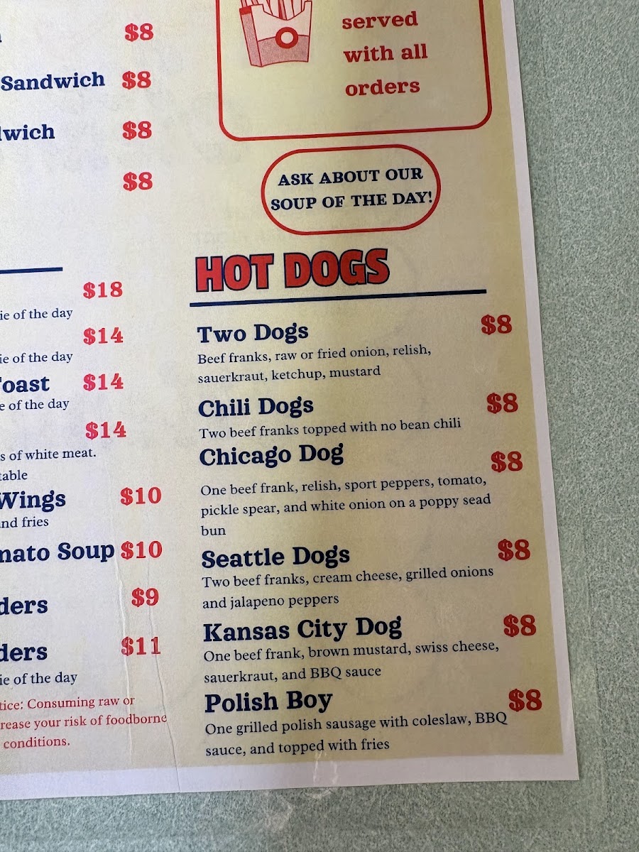 THE SPOT menu board