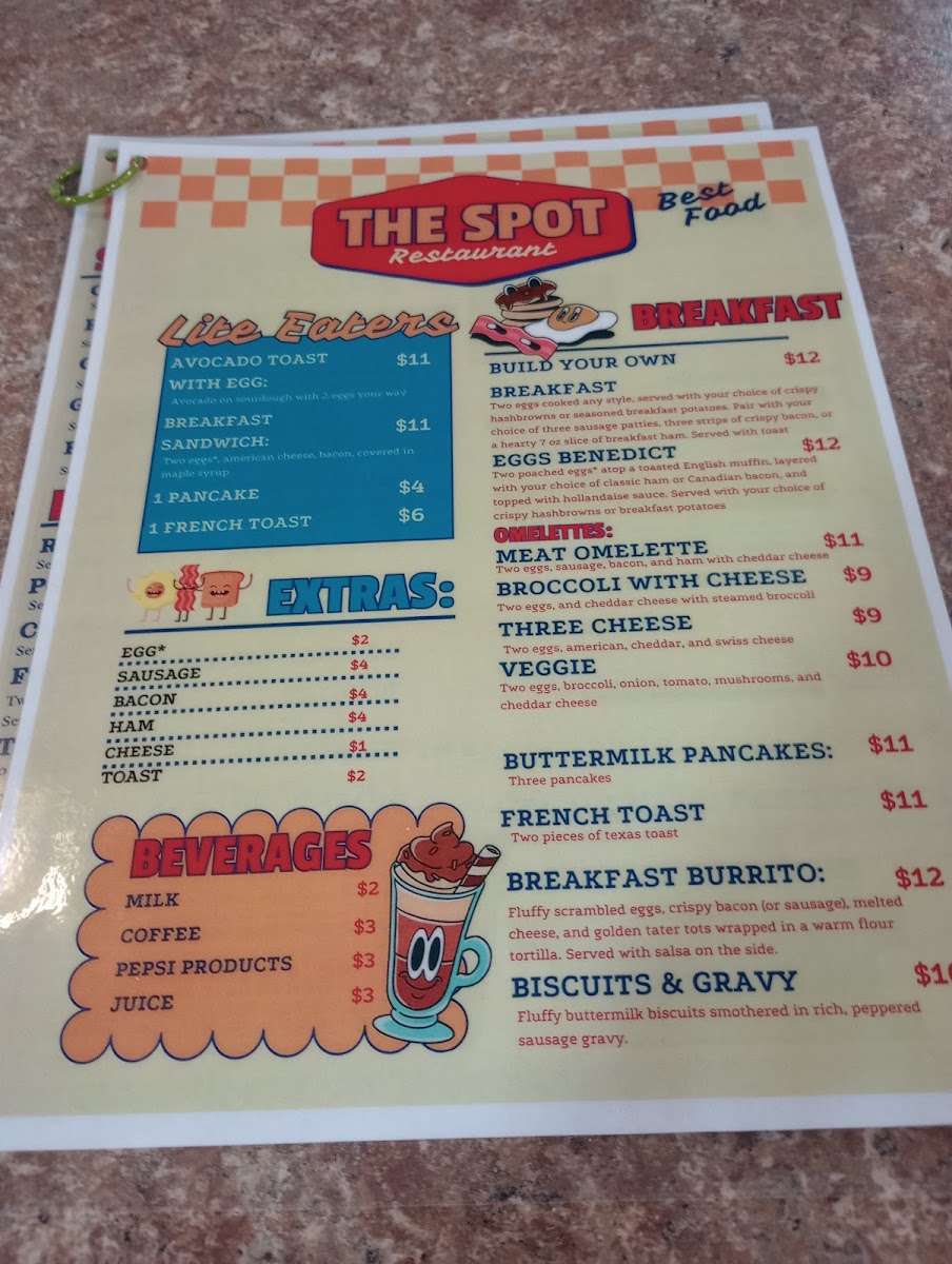 THE SPOT menu board