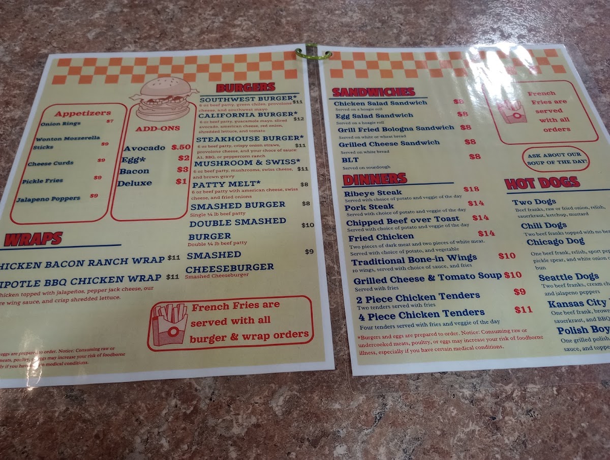 THE SPOT menu board