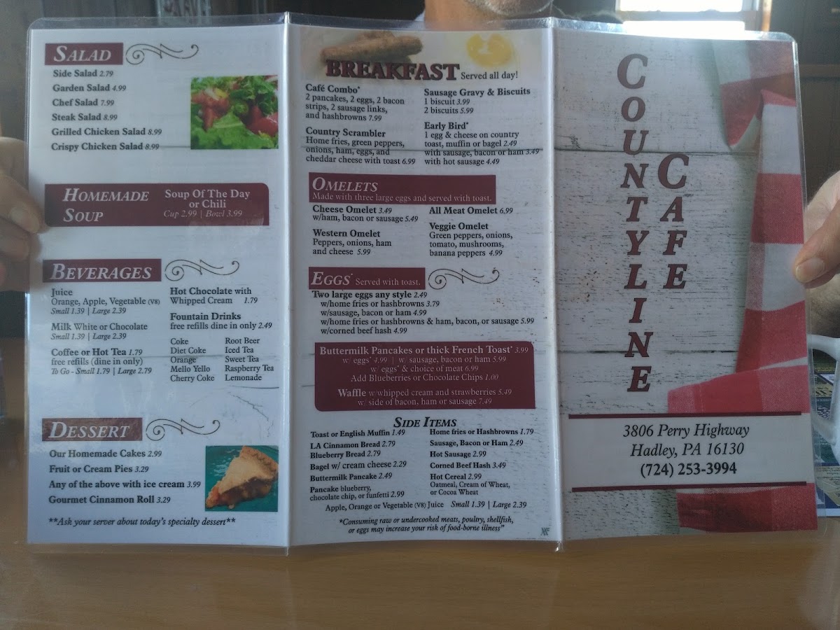County Line Cafe menu board