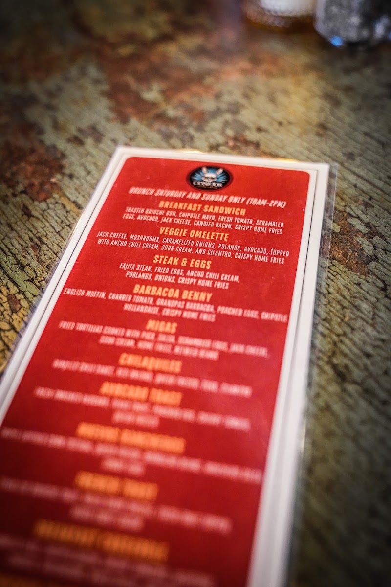 Conejos Tex-Mex Cantina Leander menu board