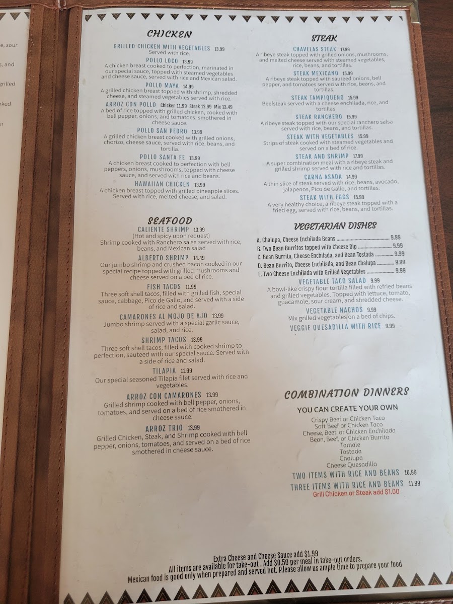 3 Amigos Mexican Grill menu board