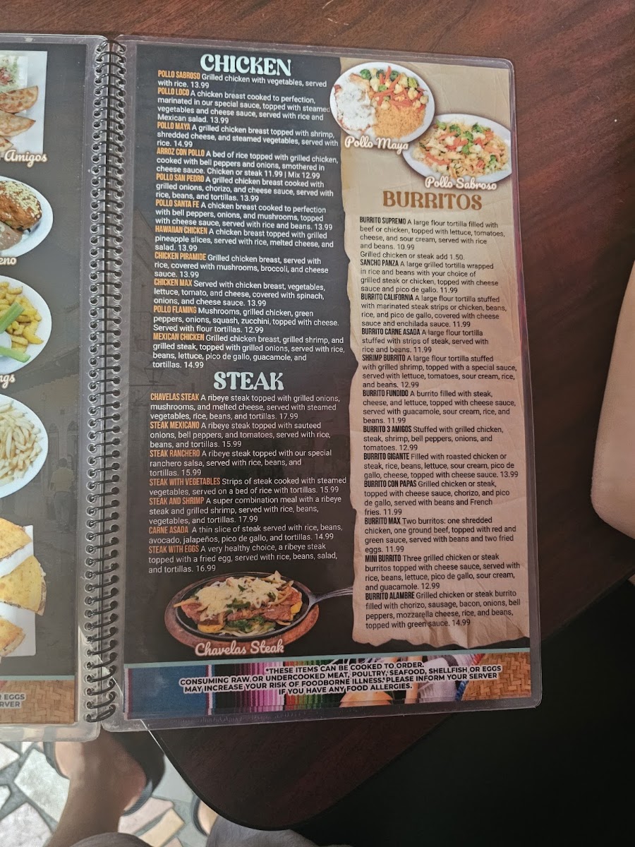 3 Amigos Mexican Grill menu board