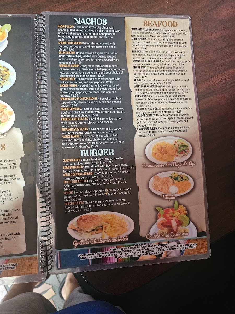3 Amigos Mexican Grill menu board