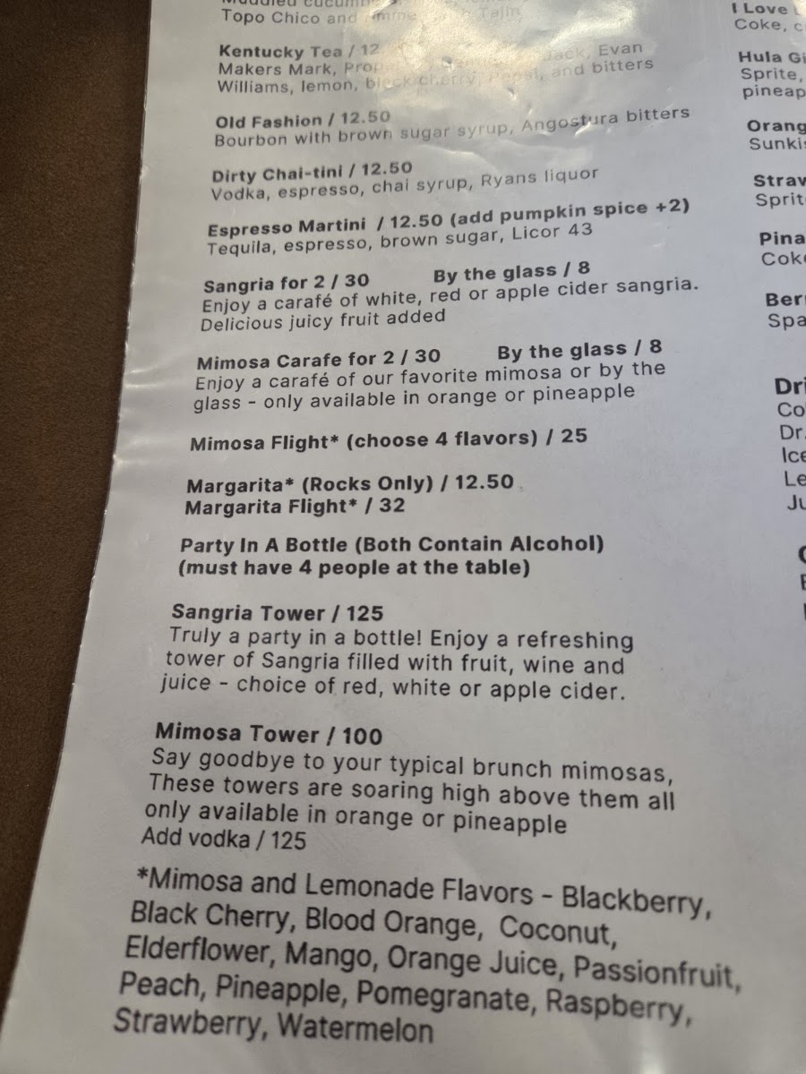 The Spot at Belmont Bay menu board