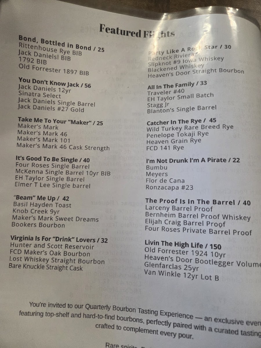 The Spot at Belmont Bay menu board