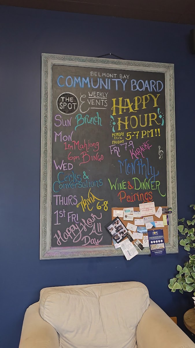 The Spot at Belmont Bay menu board