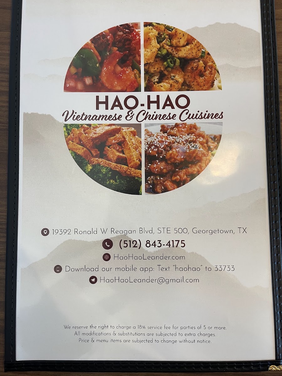 Hao Hao Leander - Chinese and Vietnamese Cuisines menu board