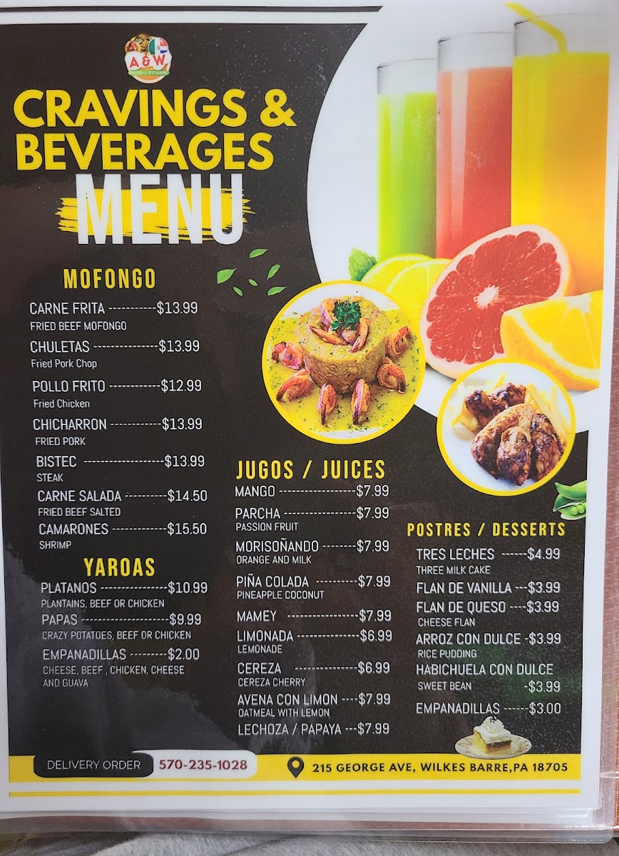 A&W Grocery & Restaurant menu board