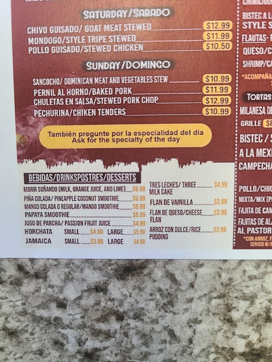 A&W Grocery & Restaurant menu board