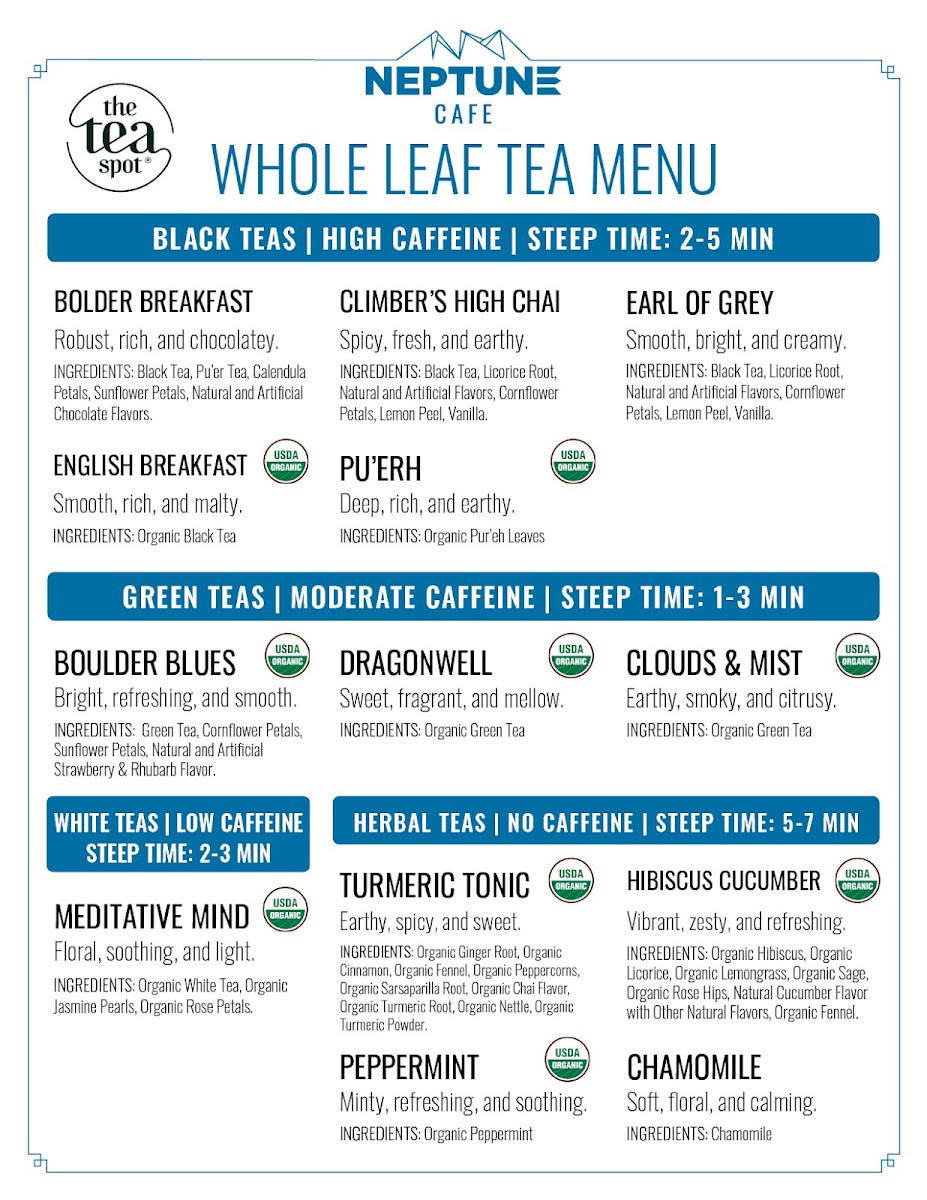 Neptune Café menu board