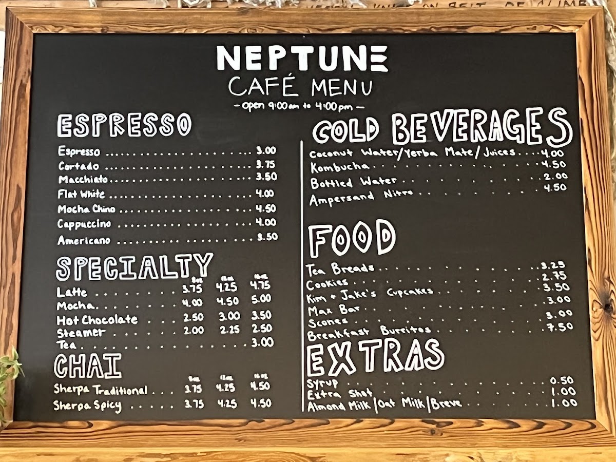 Neptune Café menu board