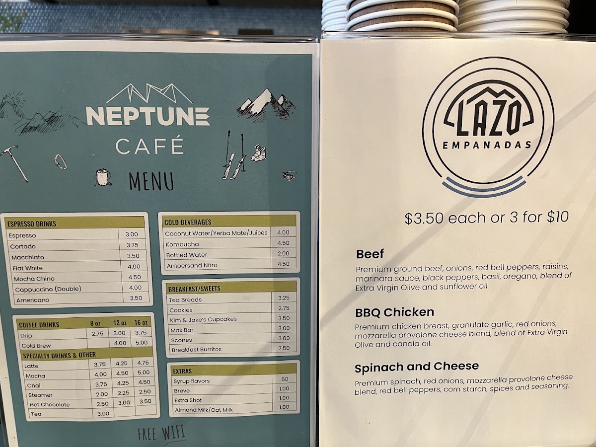 Neptune Café menu board
