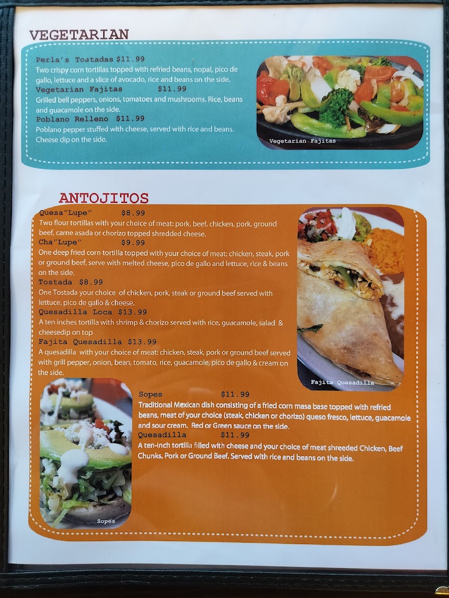 Don Julio's Mexican Restaurant menu board