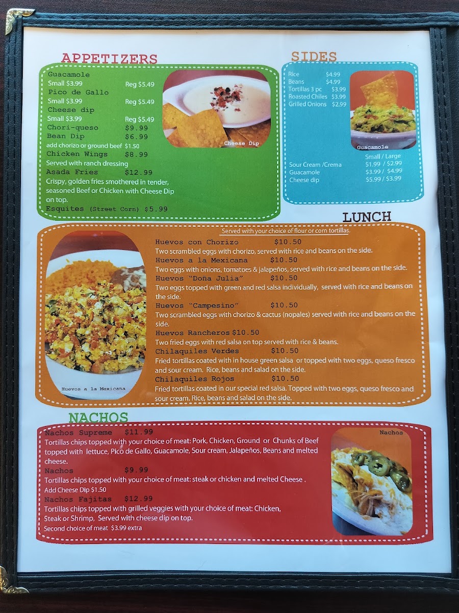 Don Julio's Mexican Restaurant menu board