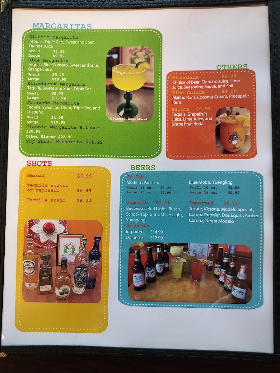Don Julio's Mexican Restaurant menu board