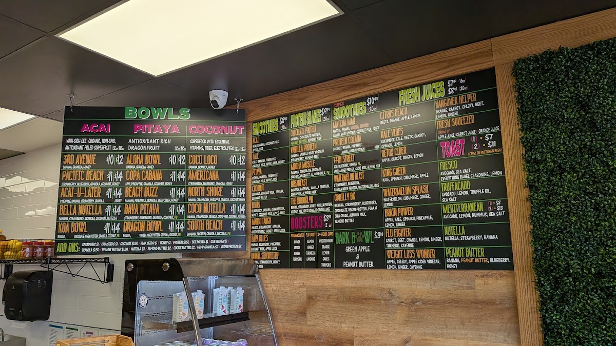 Baya Bar - Acai & Smoothie Shop menu board
