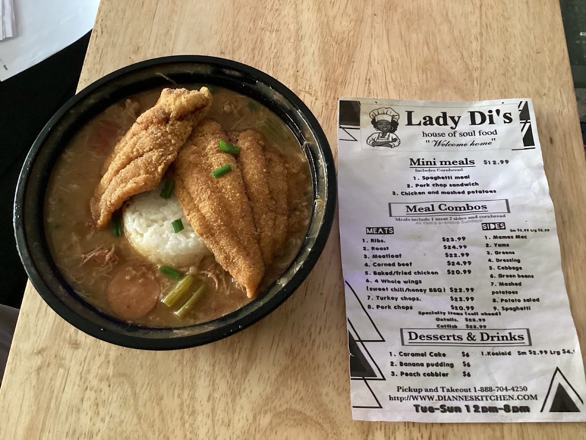 Lady Di’s House of Soul Food menu board