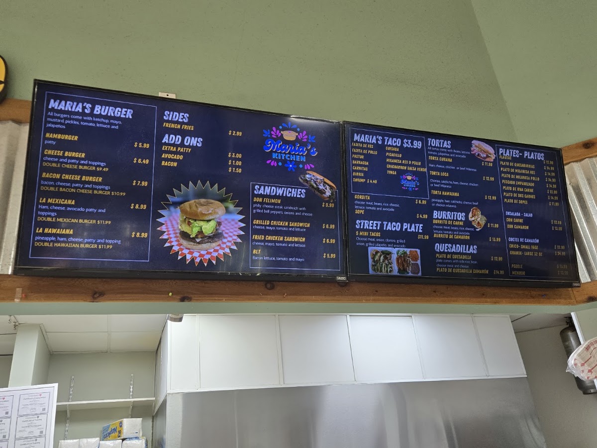 Maria's Kitchen menu board