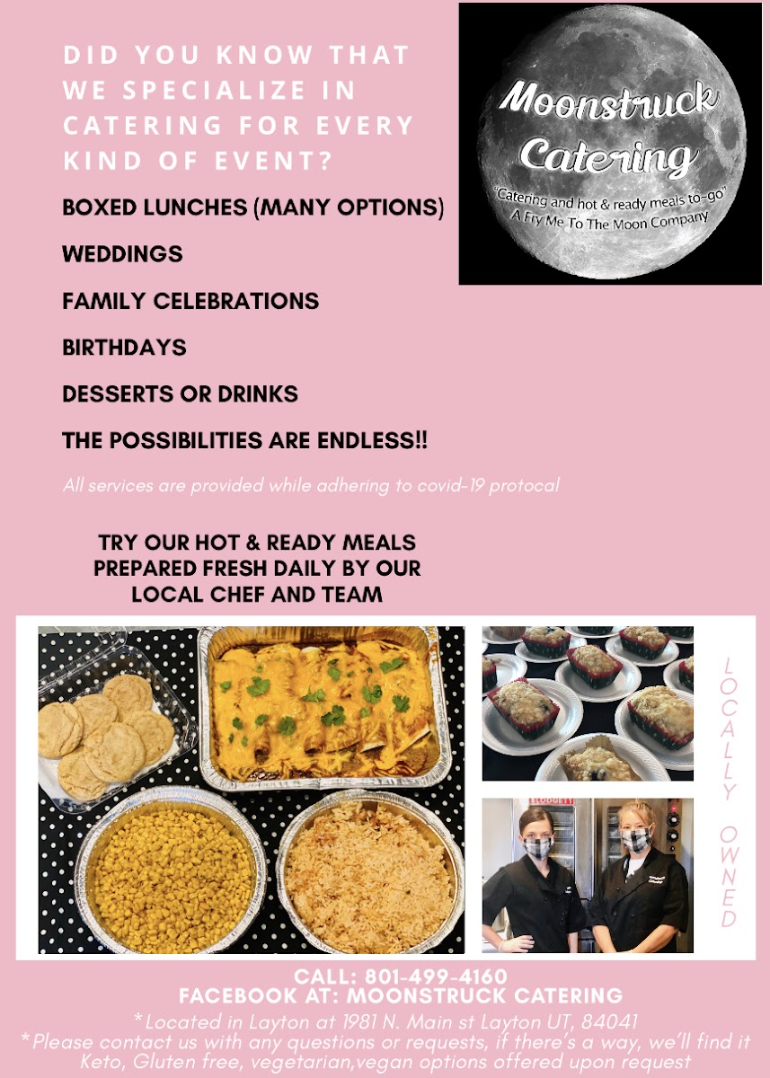 Moonstruck catering menu board