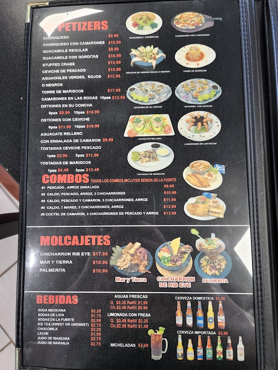 El Malecon Seafood & Mexican Restaurant menu board