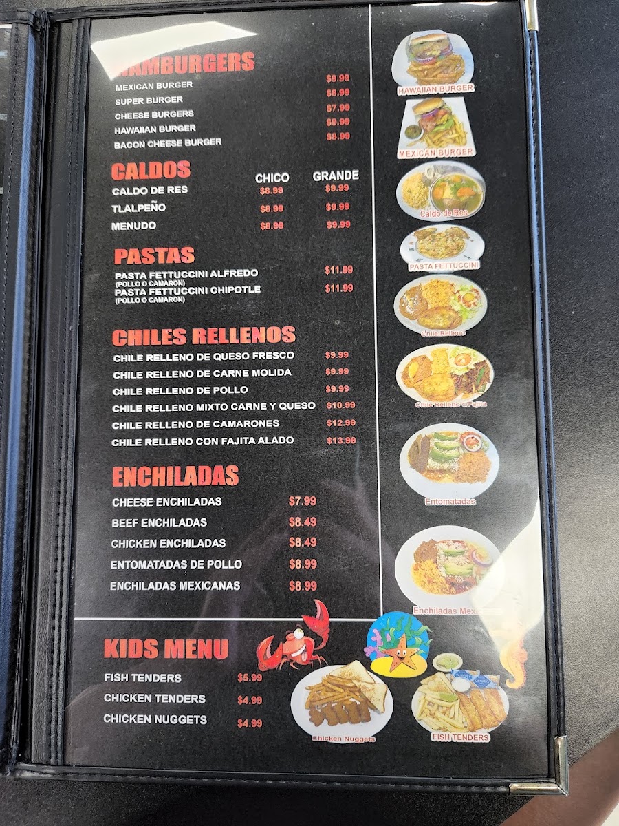 El Malecon Seafood & Mexican Restaurant menu board