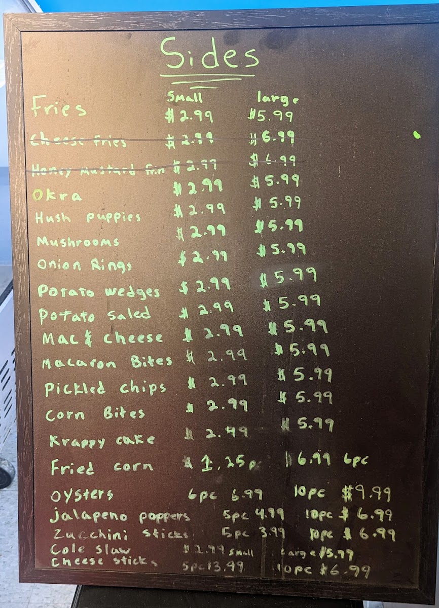 nu wayz fish & chicken menu board