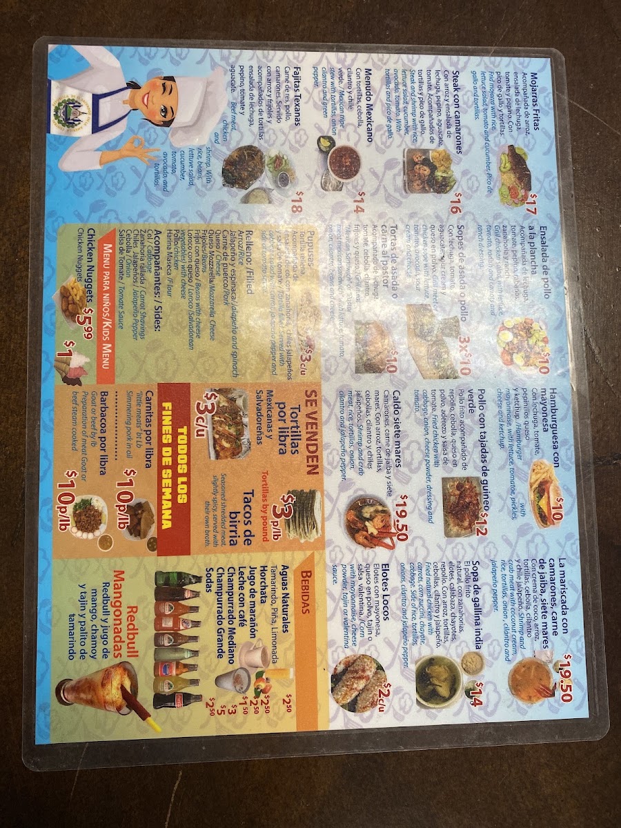 Pupuseria Y Taqueria Las Delicias Burlington menu board